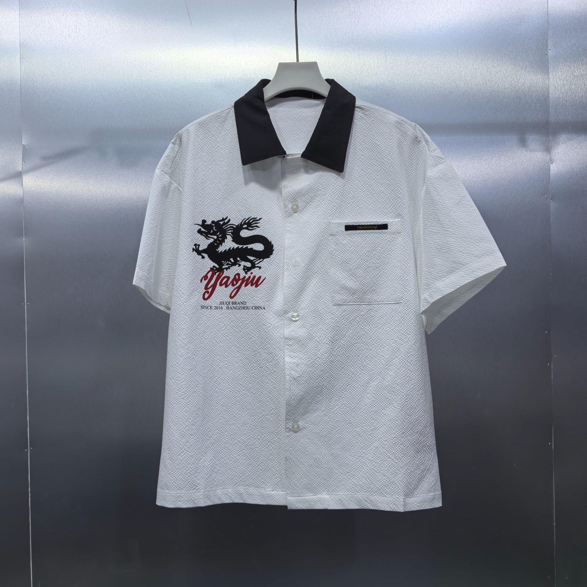 V03-80232-YJJ夏季正面飞龙印花时尚POLO领半袖