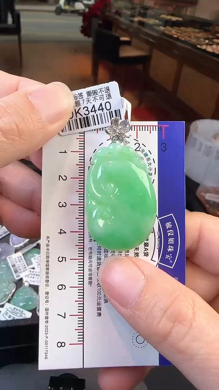 【闪购商品】翡翠颈饰18K金镶嵌DK3440绿如意