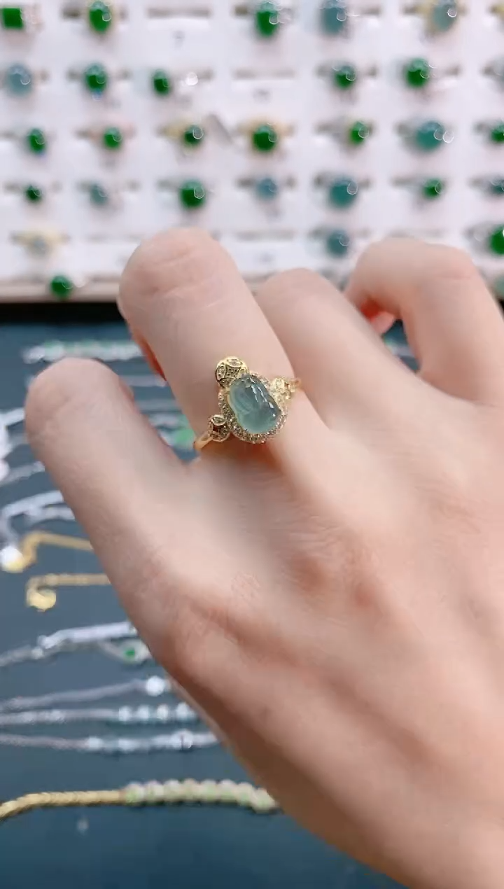 【闪购商品】翡翠戒指银S925镶嵌天然翡翠