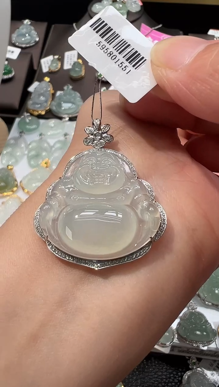 吊坠(不含链)18K金镶嵌翡翠佛公吊坠1551