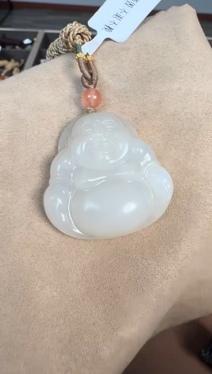 【闪购商品】和田玉吊坠未镶嵌1019藕粉佛公