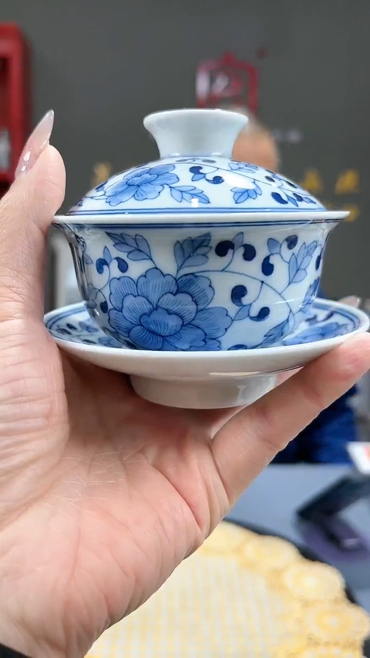 【闪购商品】官窑瓷画院480官窑瓷画院缠枝莲三才盖碗