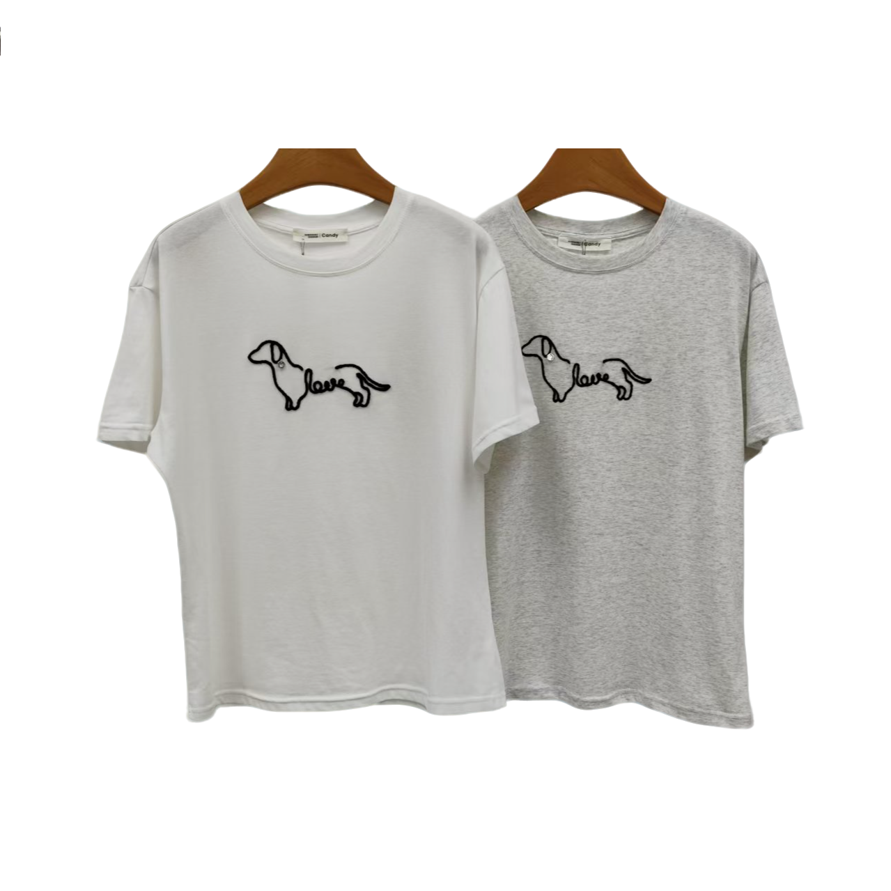 YITONG/倚桐2025夏季时尚休闲百搭简约圆领小狗T恤衫（T5385071）