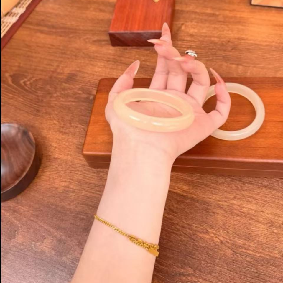 非金属玻璃手镯 【香槟金高品质】新中式百搭风格手镯女