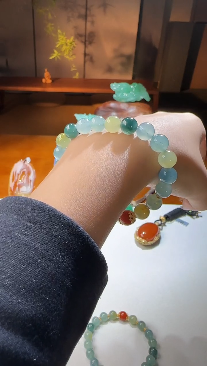 未镶嵌手串翡翠【鑫鑫】银珠小于0.5