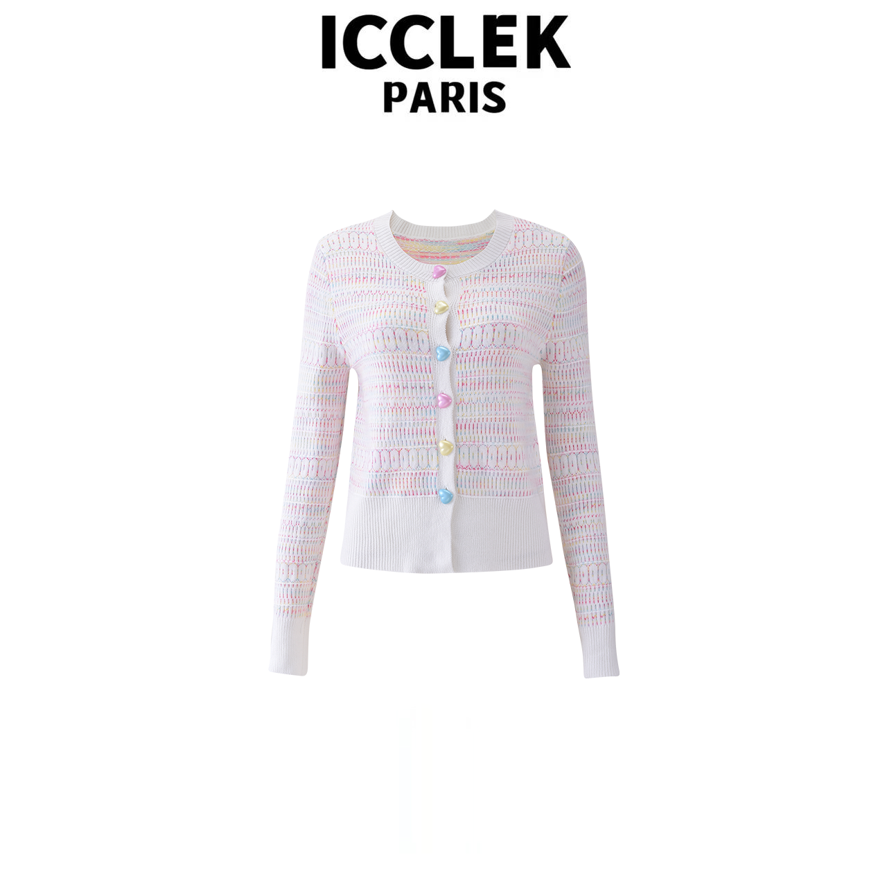  ICCLEK 彩虹长袖针织衫气质轻奢名媛 秋冬减龄百搭显瘦长袖-1101