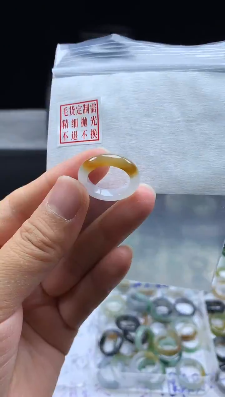 未镶嵌定制翡翠毛货需精细抛光戒圈10#