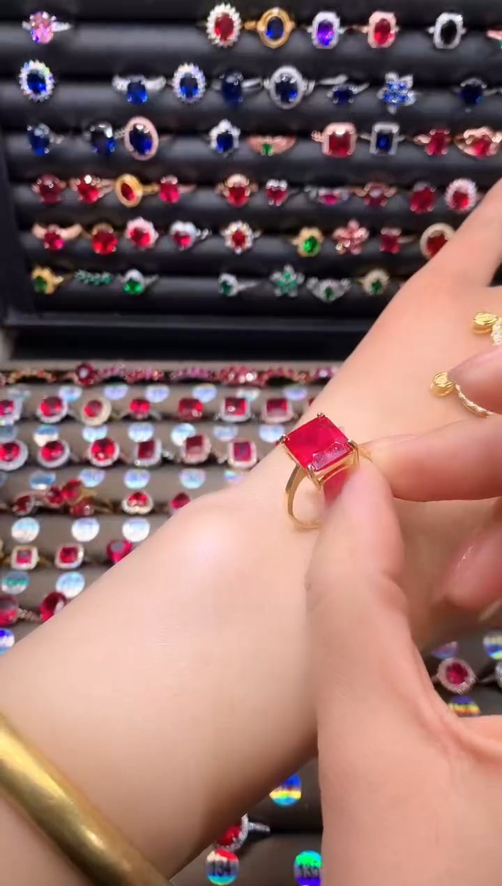 【闪购商品】红宝石戒指银S925镶嵌1012金