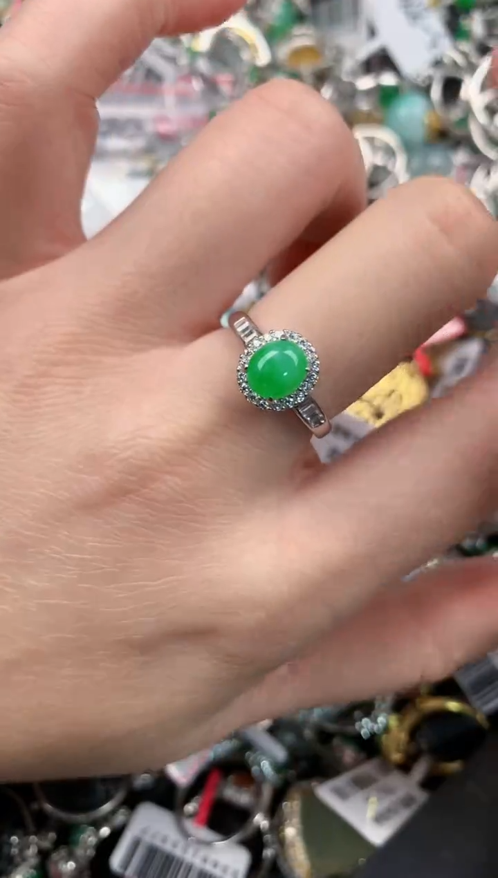 银S925镶嵌戒指翡翠333        8