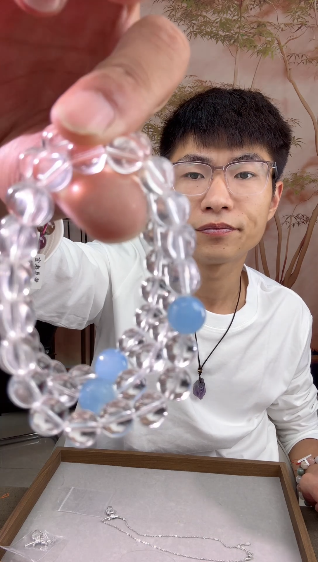 颈饰合金水晶宝白
