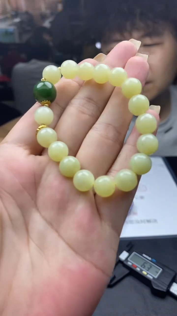 18K金镶嵌手串和田玉多样性发其一-手串-S2329