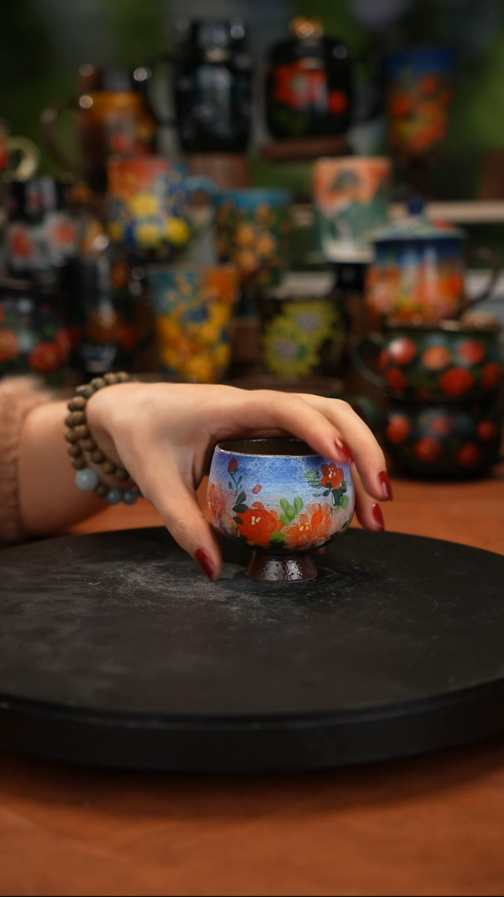 紫砂油画手绘釉下彩