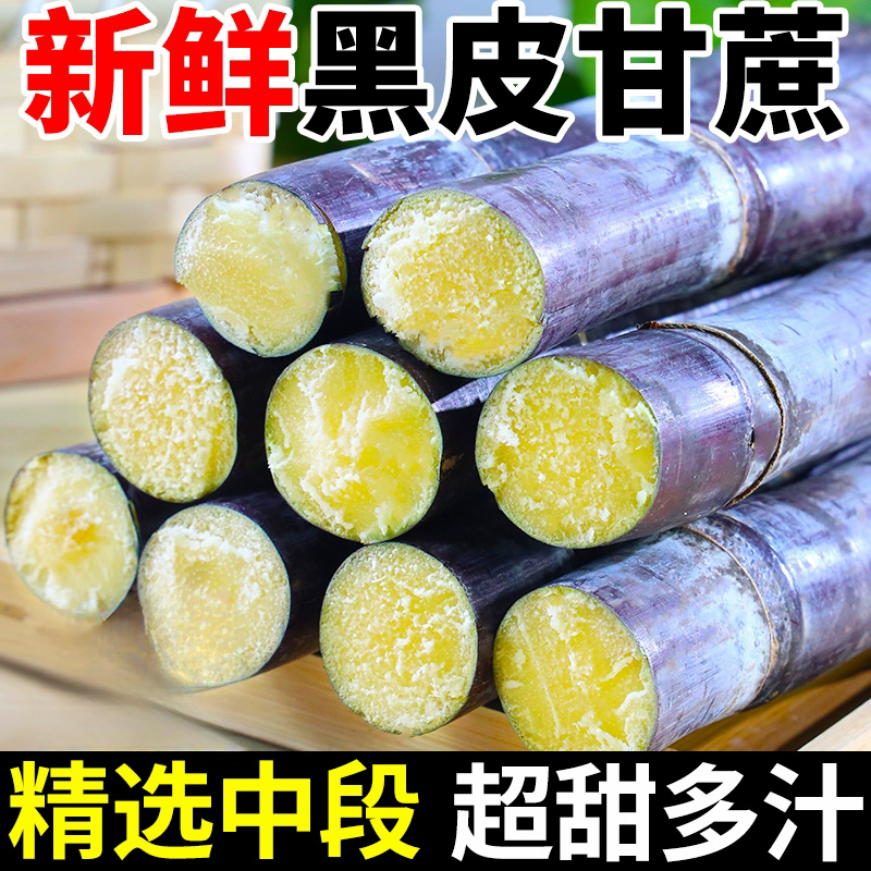 正宗广西黑皮甘蔗新鲜现摘现砍脆甜多汁当季榨汁水果产地直发