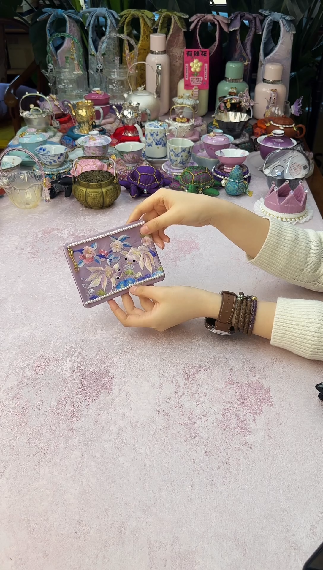 67紫色真丝锦鲤茶席