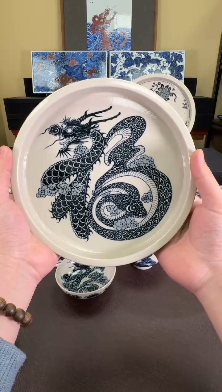 【闪购商品】二号釉龙蛇纹壶承