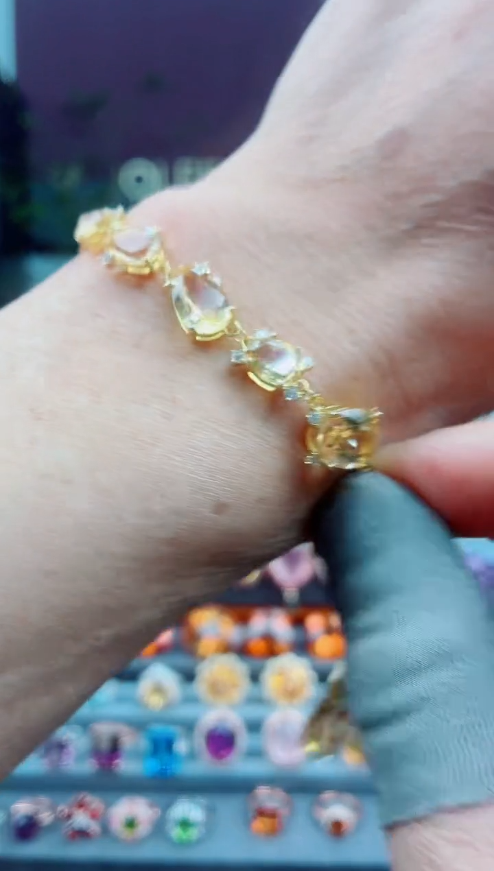 银S925镶嵌手链黄晶黄晶手链