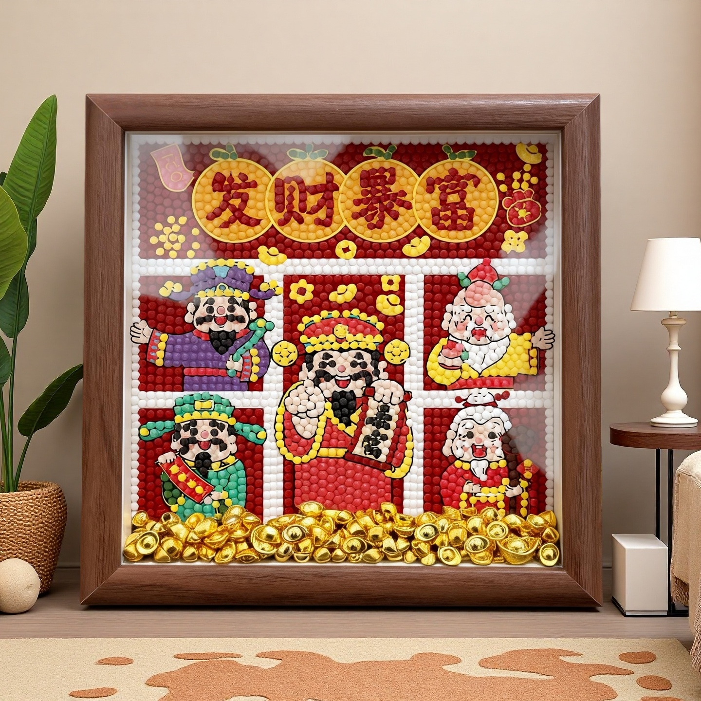 财神爷发财暴富钻石画摆件贴画手工diy制作摆台书桌客厅装饰画