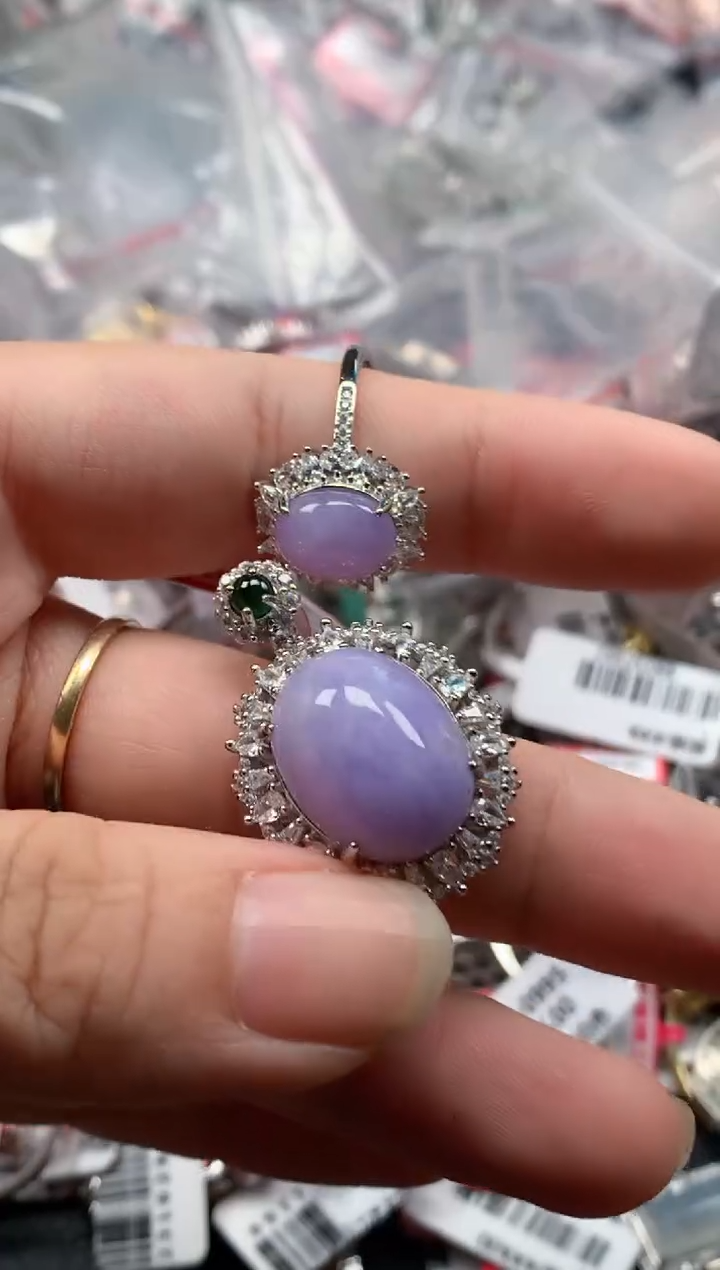 银S925镶嵌戒指翡翠天然A货缅甸翡翠