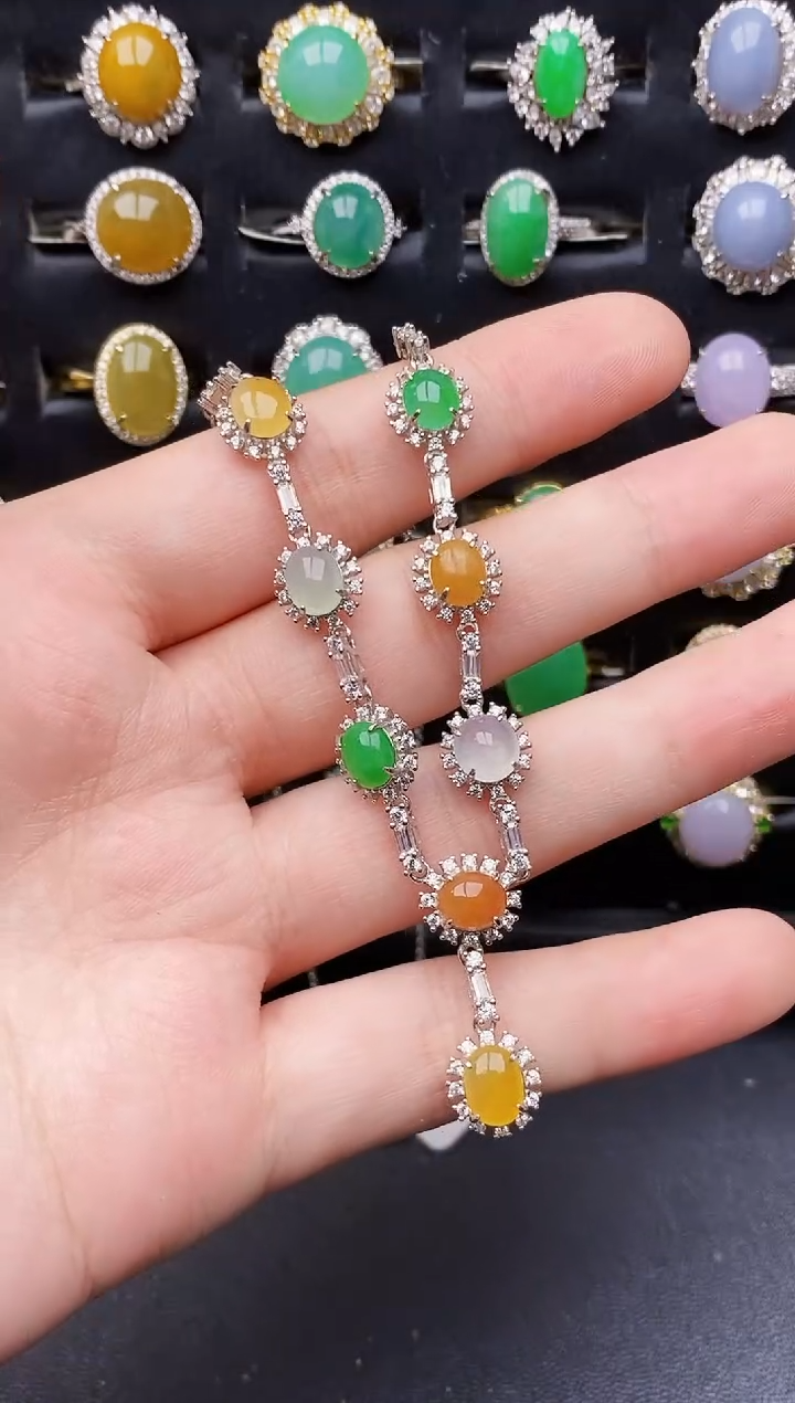 银S925镶嵌戒指翡翠8108