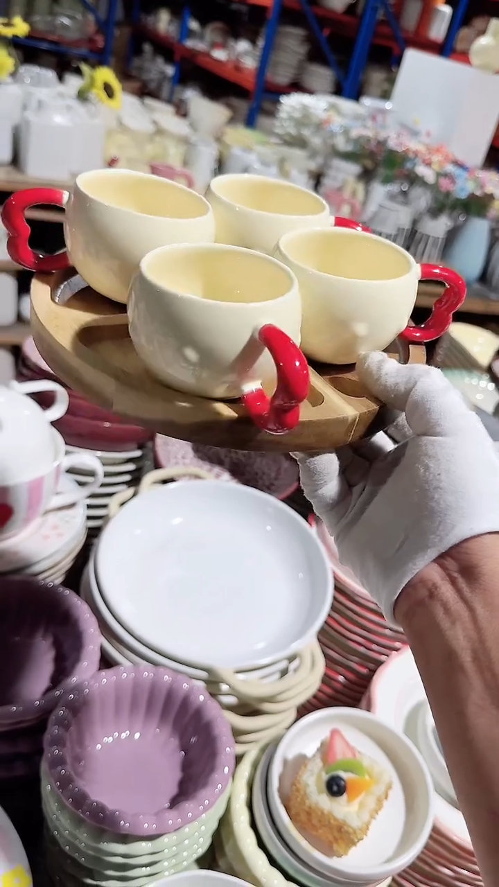 碗4个小杯不带木托盘微瑕 凑满20元包邮