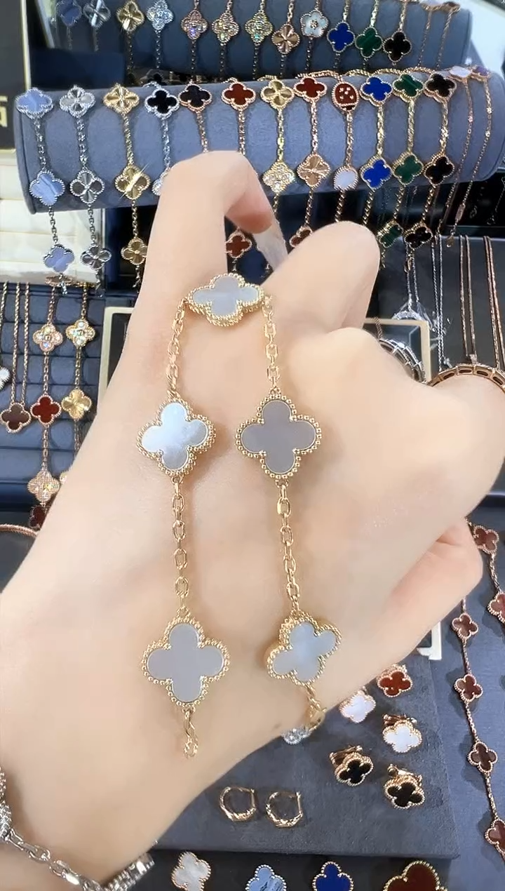 【闪购商品】贝壳（贝母）手链18K金镶嵌18K黄白贝母手链