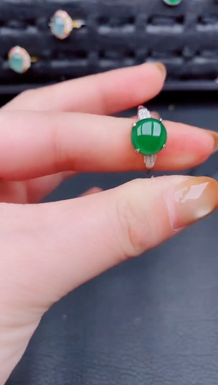 【闪购商品】翡翠戒指银S925镶嵌天然a货翡翠316