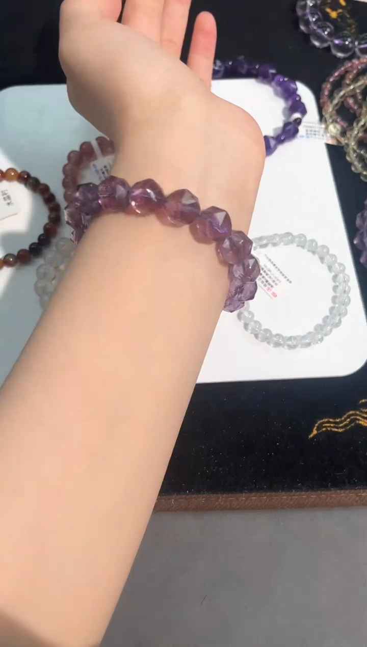 水晶手链未镶嵌5号紫水星角切单圈12mm