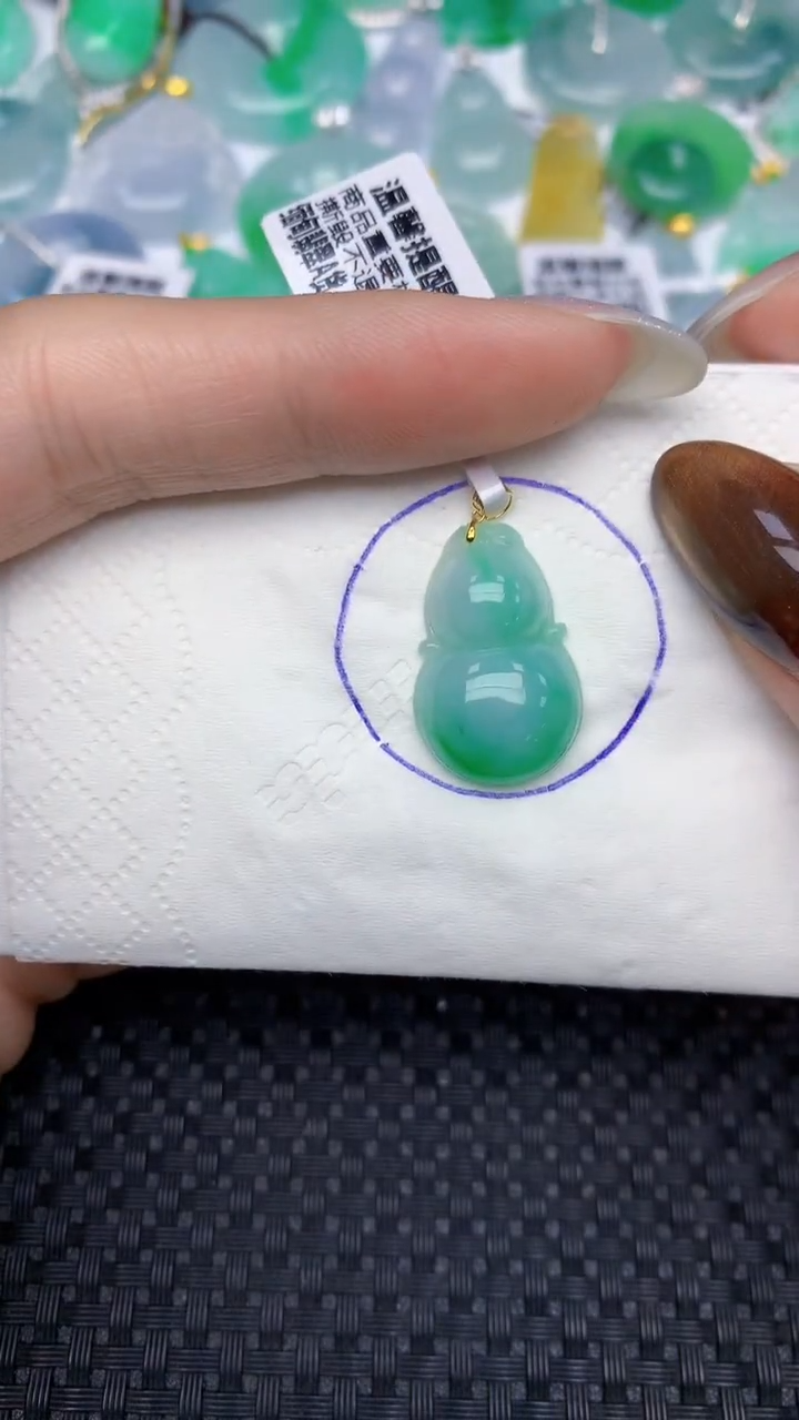 颈饰18K金镶嵌翡翠天然缅甸翡翠a货百元以上9元证书费自理