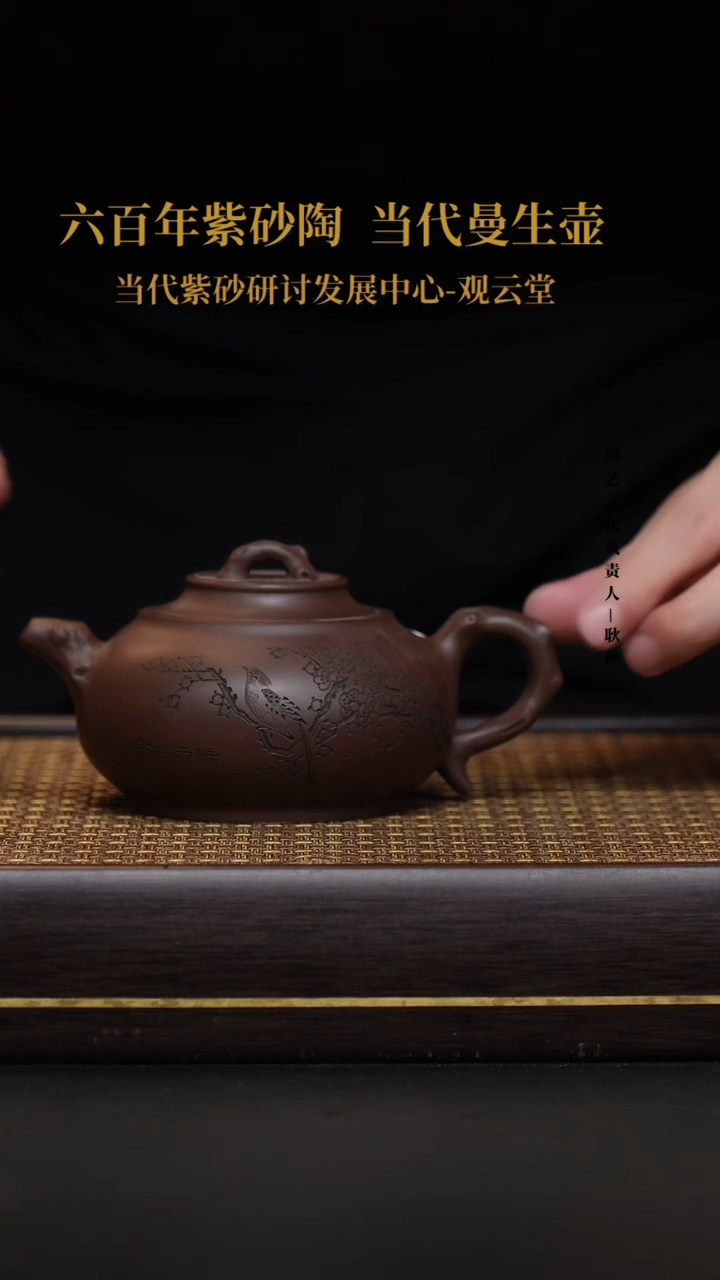 茶壶紫砂宜兴紫砂壶冰窖底槽青喜上枝头