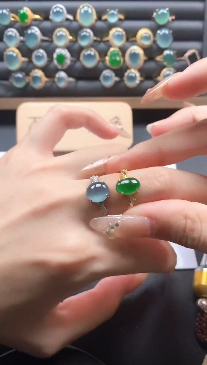 银S925镶嵌戒指翡翠51151