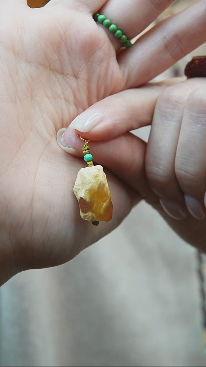 裸石蜜蜡未镶嵌*蜜蜡原石小提溜*活扣头*百搭小配饰*