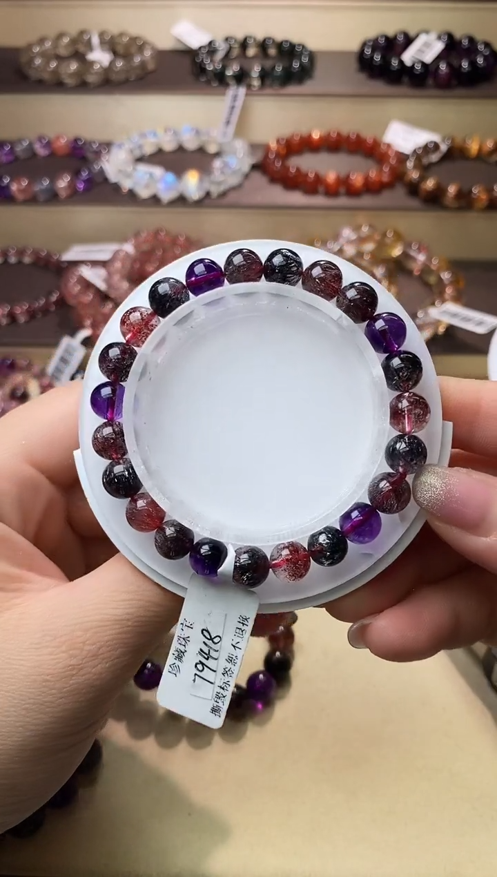 【闪购商品】水晶手链银S925镶嵌黑加仑超七8m+