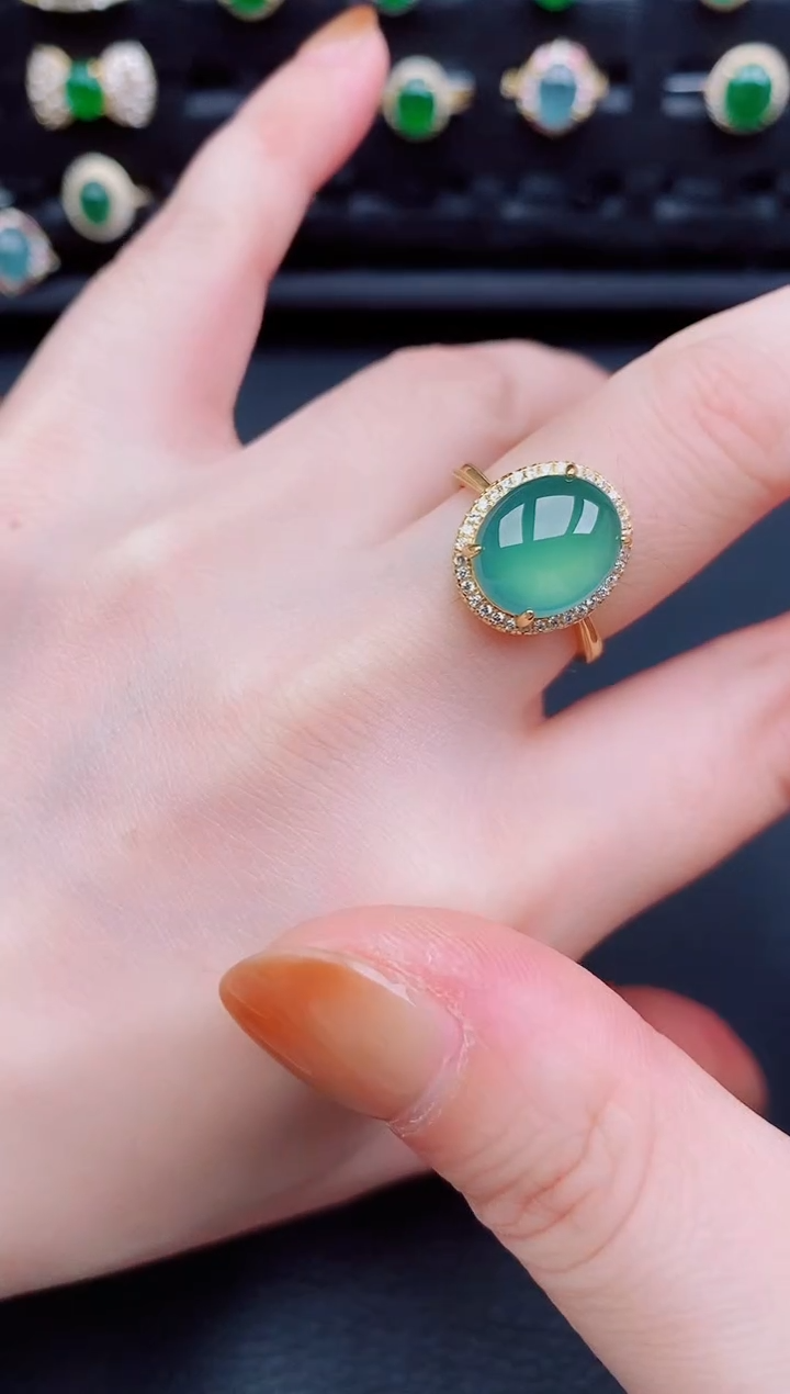 【闪购商品】翡翠戒指银S925镶嵌天然a货翡翠101