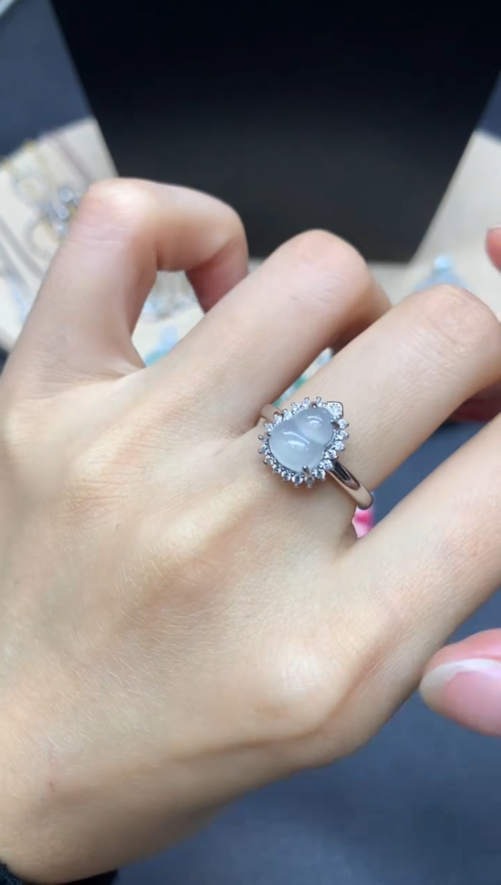 【闪购商品】翡翠戒指银S925镶嵌葫芦【多样性发其一】