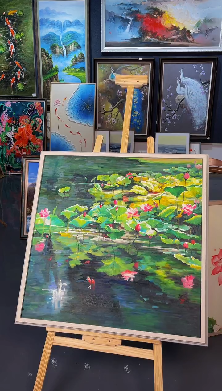 【闪购商品】油画48号 80*80 荷花-手绘油画