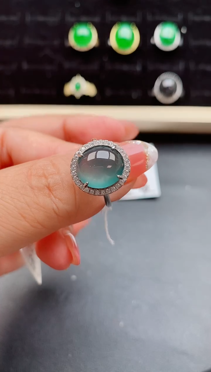 【闪购商品】翡翠戒指银S925镶嵌08550