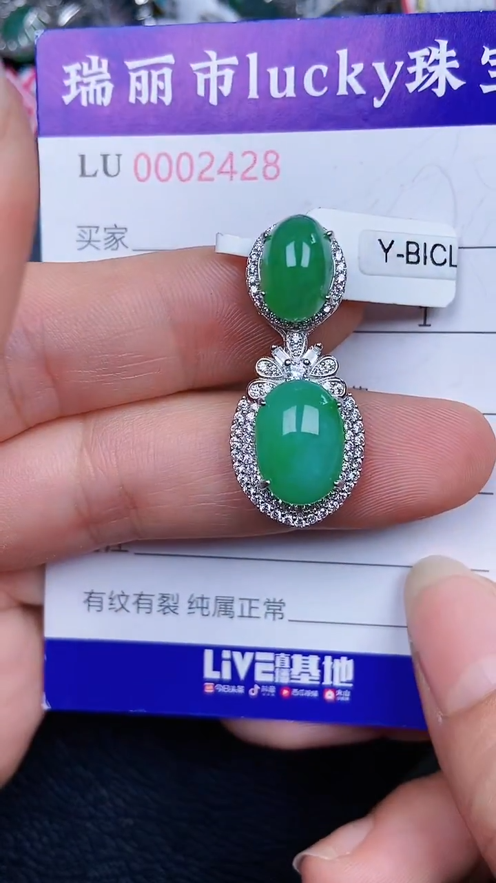 颈饰银S925镶嵌翡翠2428