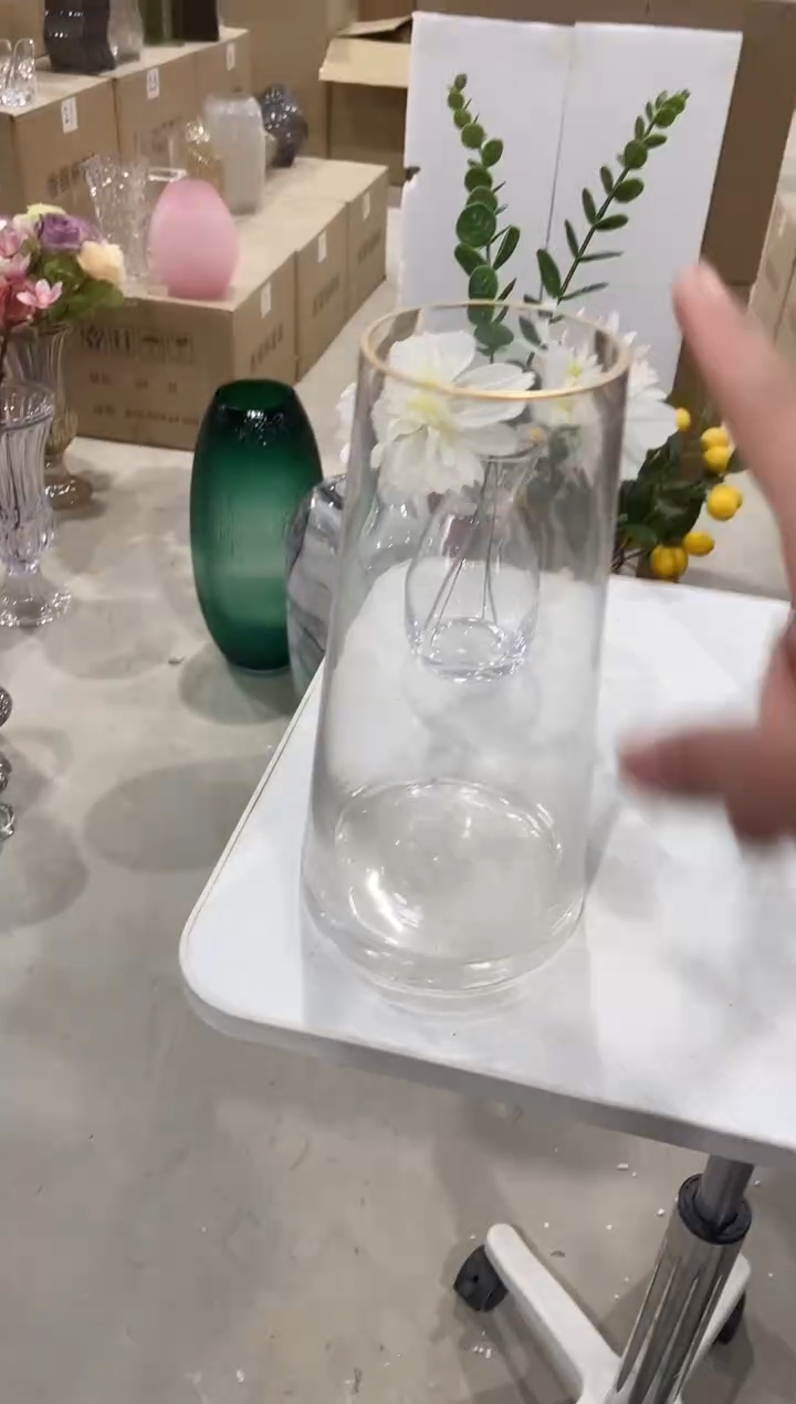 【闪购商品】无铅玻璃透明金边t型筒