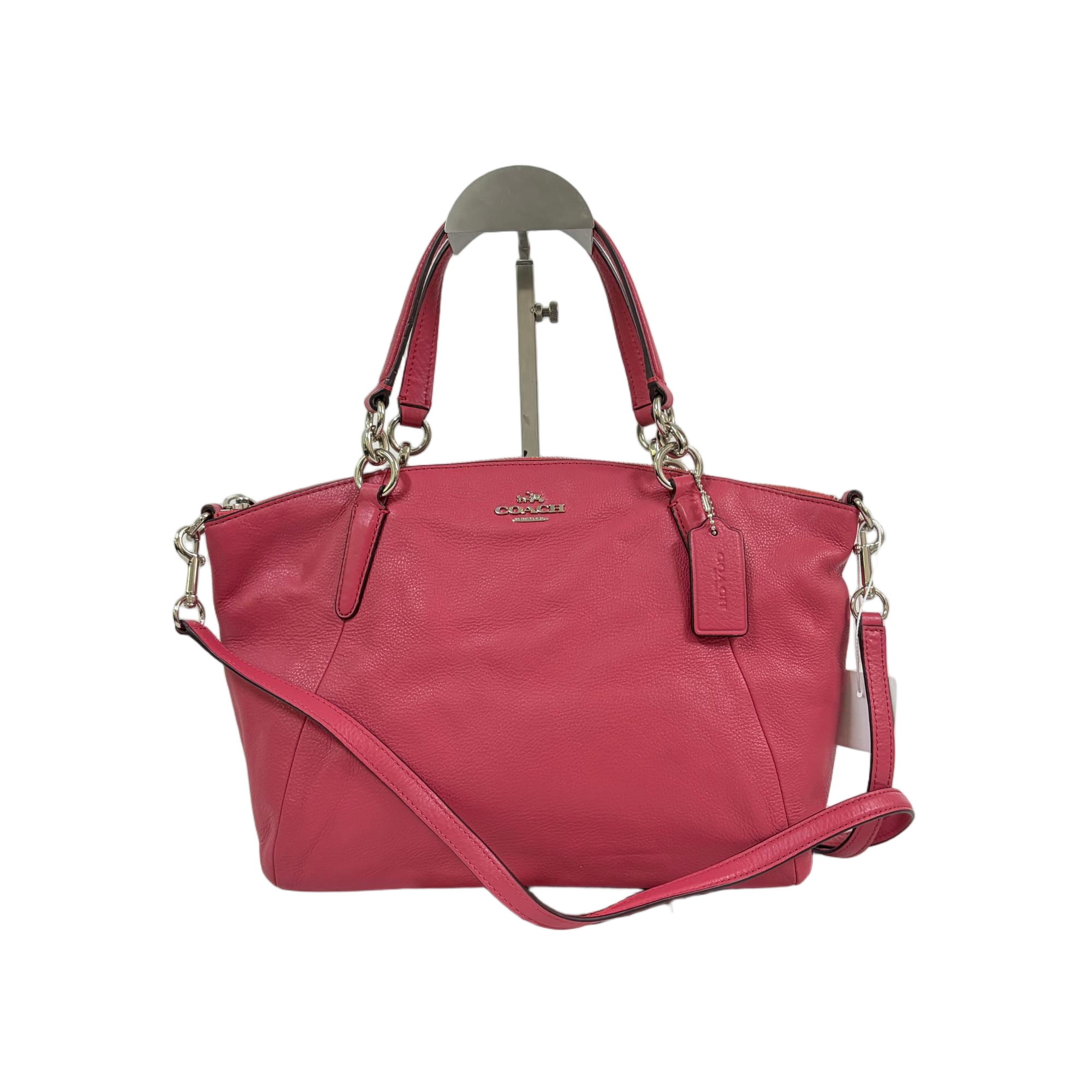 95新 COACH/蔻驰 玫粉色全皮手提斜挎饺子包SH-30967-A中古单肩