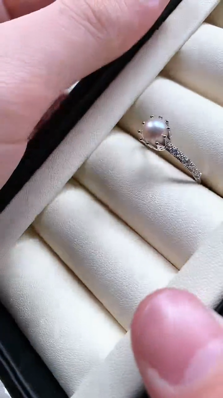 【闪购商品】海水珍珠戒指银S925镶嵌手捧花珍珠戒指