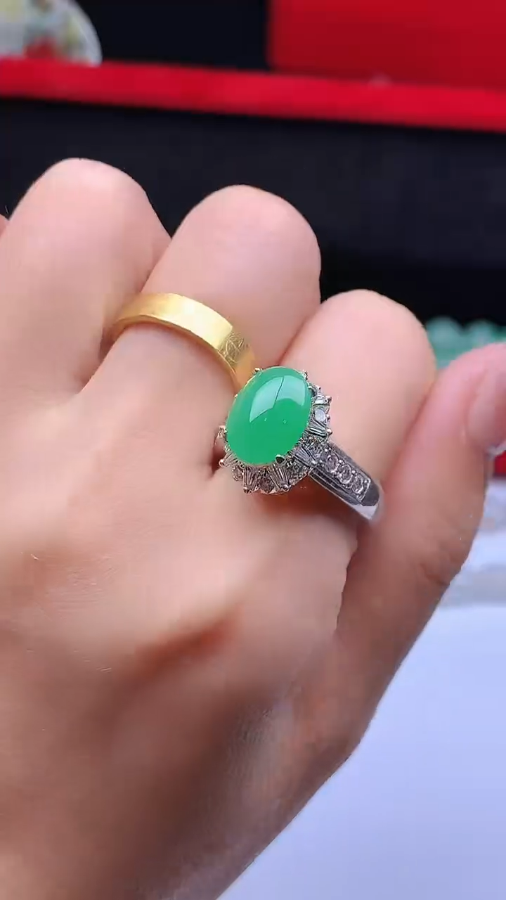 翡翠裸石缅甸A货+证书