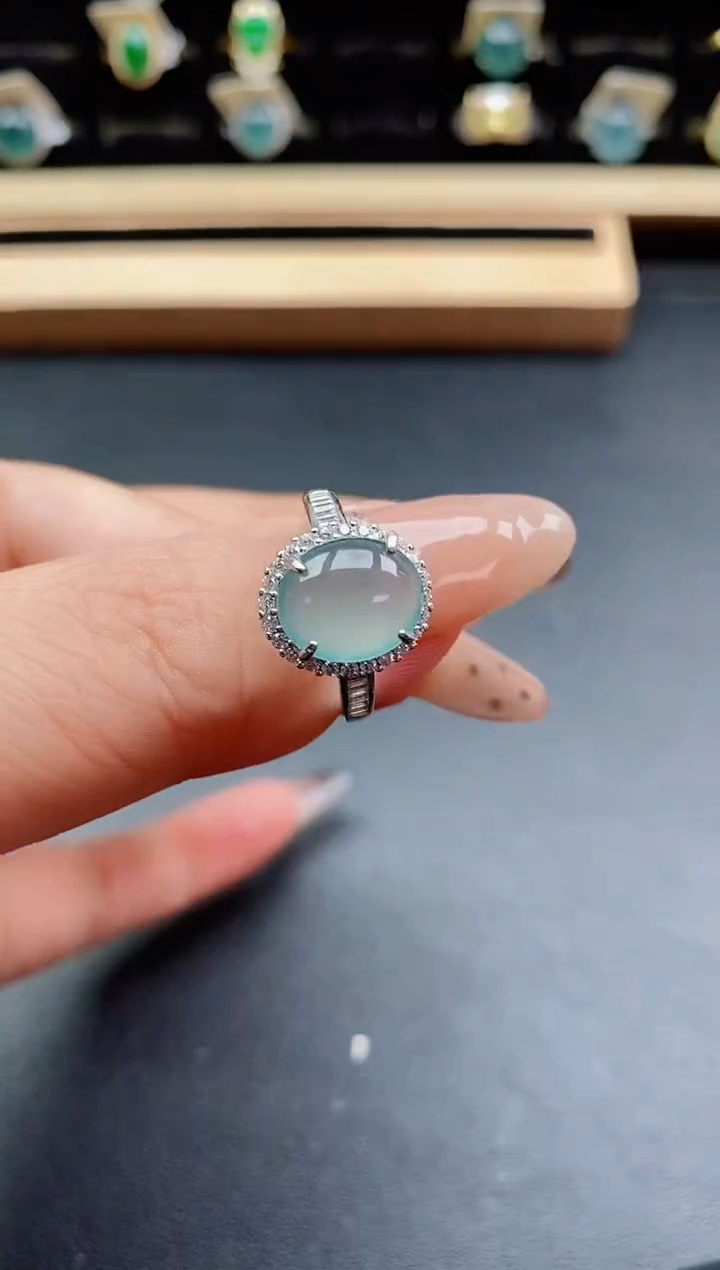 银S925镶嵌戒指翡翠1