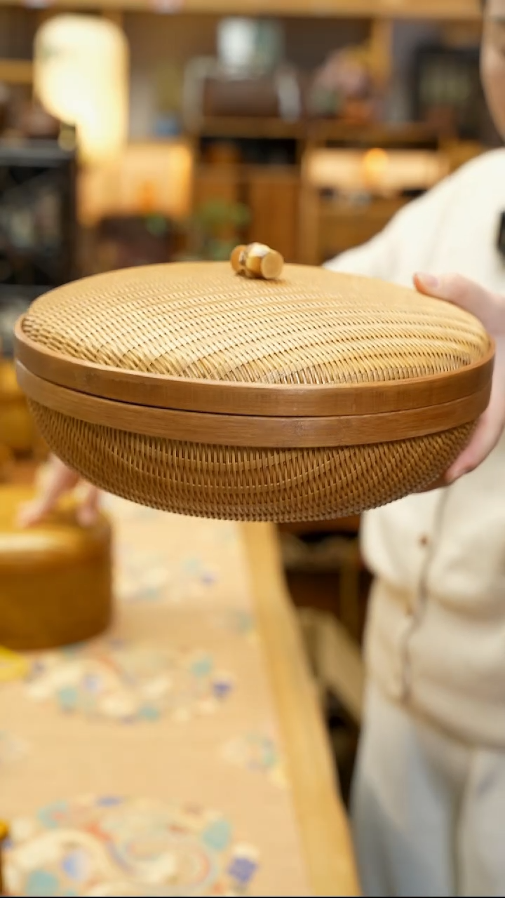 竹编细丝 馒头筐