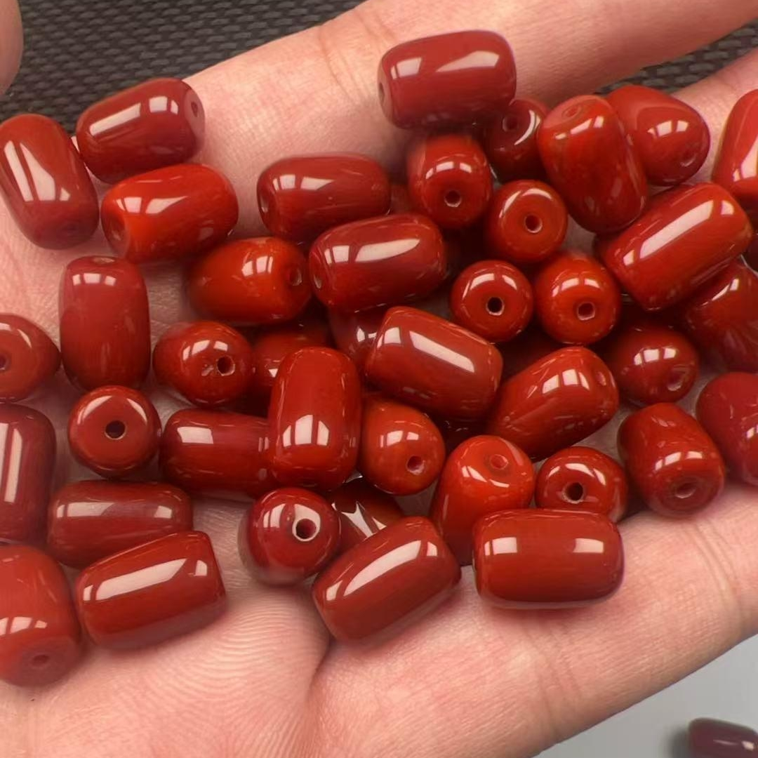 卡8*12mm桶珠两颗一组火焰纹单珠配饰