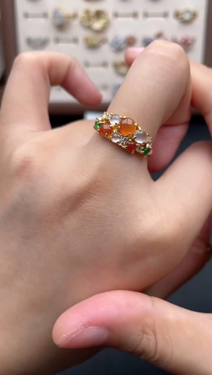 翡翠戒指银S925镶嵌一物一证一礼盒