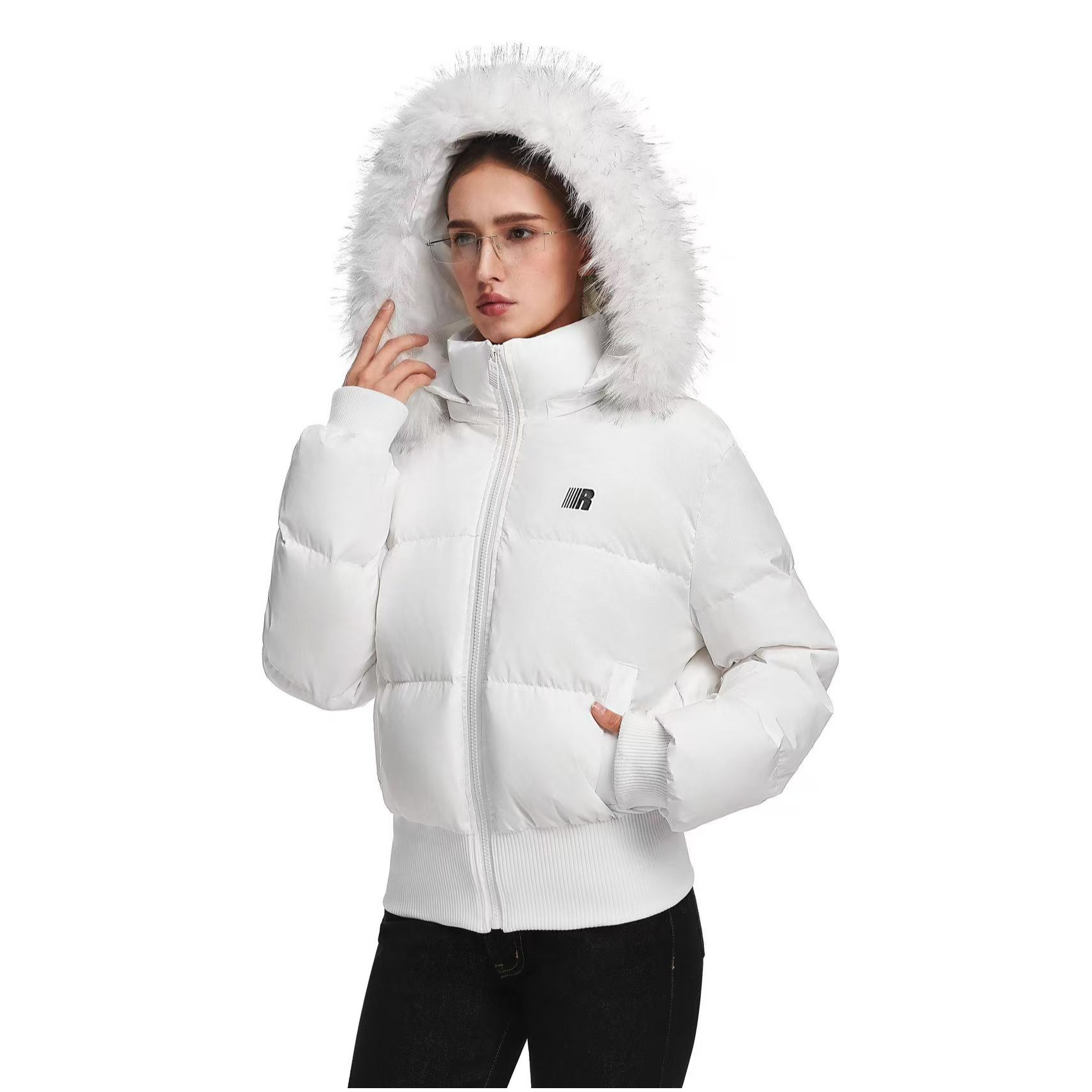 加厚保暖面包服外套可拆卸连帽女款冬季