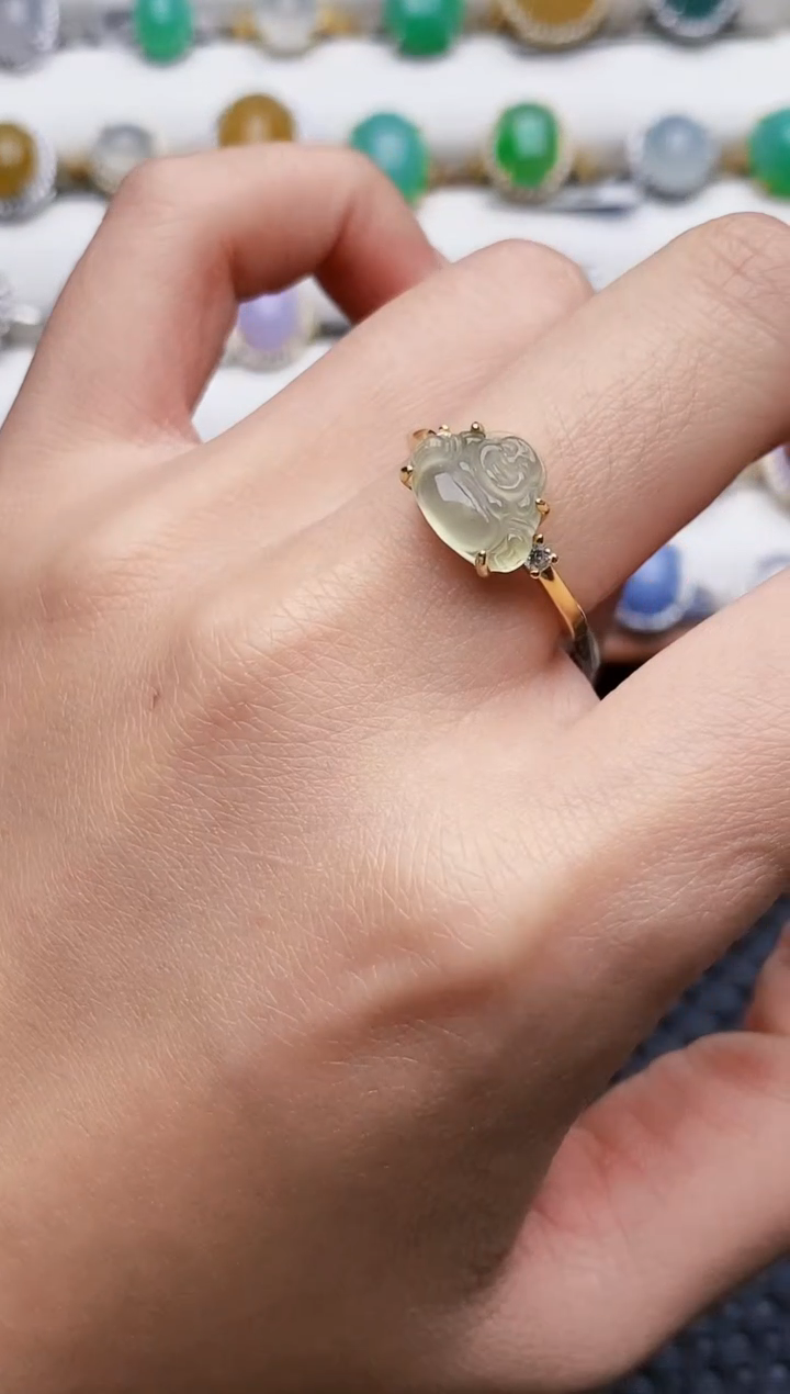 银S925镶嵌戒指翡翠3335