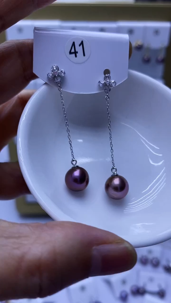 银S925镶嵌耳饰淡水珍珠41