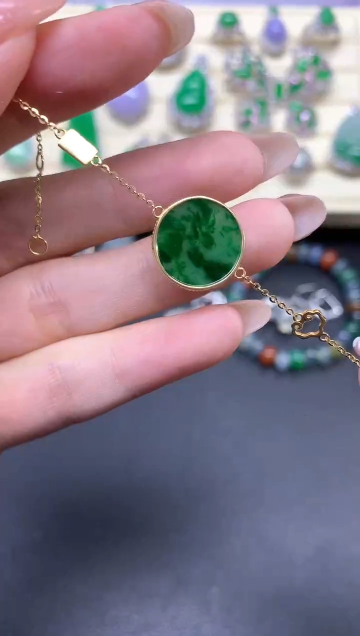 【闪购商品】翡翠手链18K金镶嵌手链|1200+120