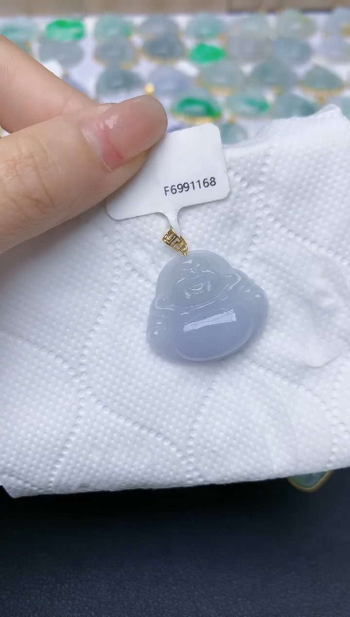 翡翠18K金镶嵌颈饰天然缅甸A货翡翠